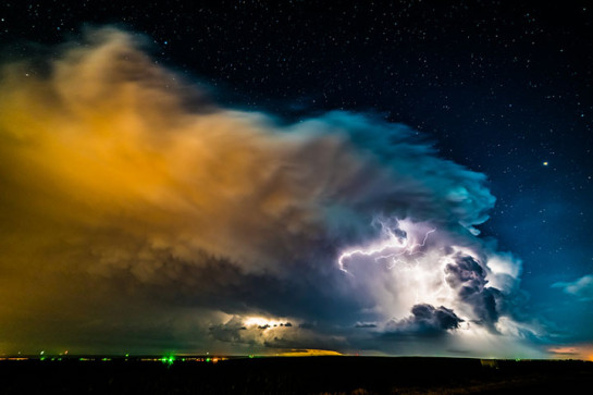 A storm pops up rapidly give a great lightning display at dusk.